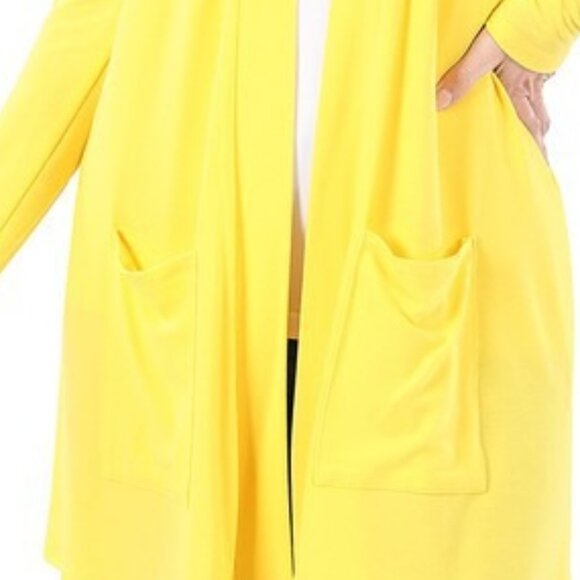 ZENANA PREMIUM Sunny Yellow Classic Square Pocket Open Thigh Hi Medium Cardigan - Picture 2 of 6